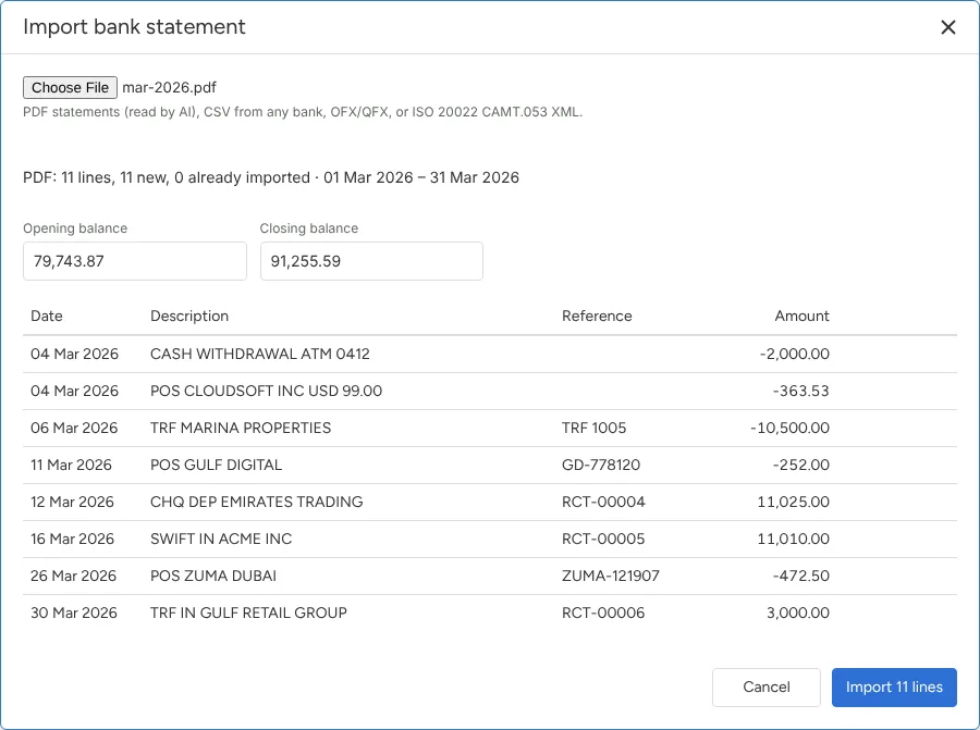Bank statement PDFs read by AI