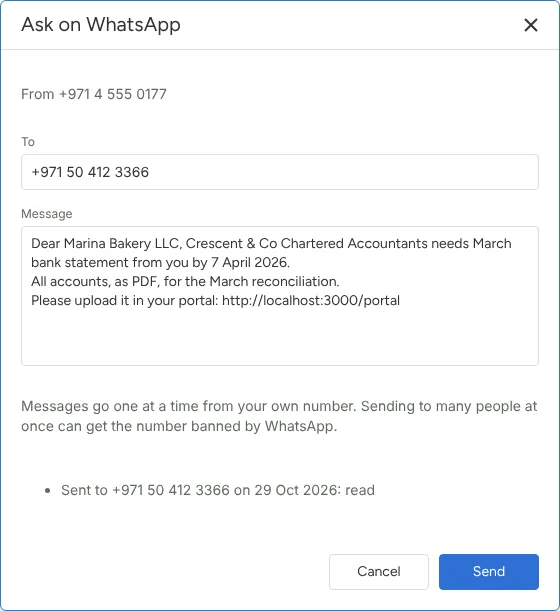 Ask for documents, file what comes back